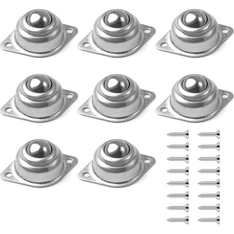 8 kugelgelagerte Rollen – Kohlenstoffstahl – 360°-Drehung – Für Wagen und Regale – 16 mm Durchmesser – Silber (1/5)