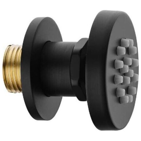 Soffione doccia da 2 pollici, getto laterale massaggiante rotondo in ottone, doccetta laterale regolabile a parete per doccia spa, nero, 1 pezzo