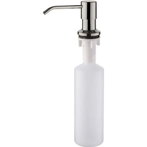 Distributeur de Savon pour Évier de Cuisine 500ML, Diffuseur Pompe Liquide, Caché Distributeur Liquide Vaisselle, Acier inoxydable, Gris (1/4)