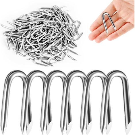 120 Pcs Clou Double Pointe, Cavalier de Fixation de U pour Filets Clôture (1/5)