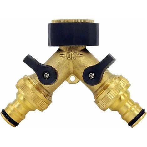2-Voies Y-Distributeur,Raccord Y pour Tuyau d' arrivée d'eau ( Laiton, collecteur en Y),Compatible avec Le système de connecteur de Tuyau d'arrosage 1/2 Pouce (1/5)