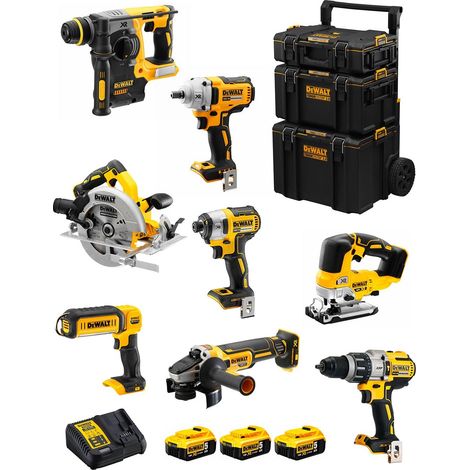 DeWALT Kit DWK801 (DCD996 DCH273 DCG405 DCF887 DCF894 DCS334 DCS570 DCL050 3 x 5,0 Ah DCB115 Caddy 3en1) (1/5)