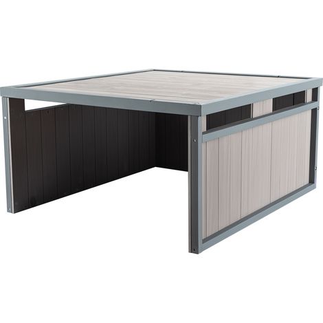 Mähroboter Holzgarage Flachdach Massivholz Unterstand Carport Grau 80x70x38cm (1/5)