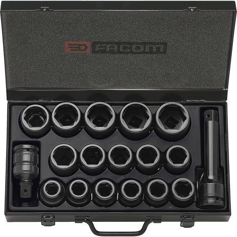 Facom Sortiment 3/4" IMPACT - Antriebselemente, Sechskant-Steckschlüssel Zollmaße Metallkoffer, 18-tlg.