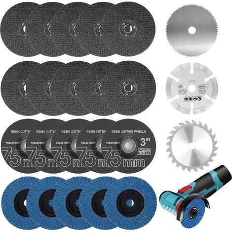 23 Pièces Disque à Tronçonner Métal Extra Fin, 75 mm Disque Meuleuse, Disques Découpe Accessoires Meuleuse d'Angle pour Coupe, Polissage, Ponçage du Métal, Du Bois, Du Plastique (1/5)
