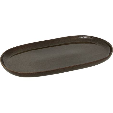 Plat de présentation Terre inconnue marron L31xp17,5xH2,6cm - Atmosphera créateur d'intérieur