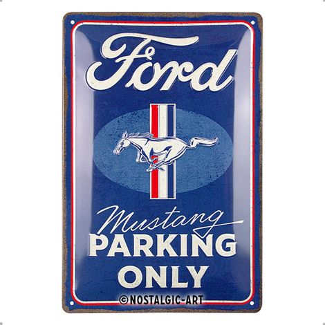 Nostalgic-Art Targa retrò, 20 x 30 cm, Ford Mustang – Parking Only – Idee regalo per amanti degli accessori Ford, in metallo, design vintage (1/5)