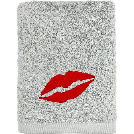 Serviette brodée avec bouche 50 x 90 cm