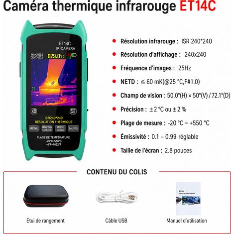Caméra thermique et multimètre 2 en 1 portable ET14C LCD 20-550°C bleu et14c bleu 0.1 kg 25 × 23 × 21 cm 350 g – Livraison gratuite