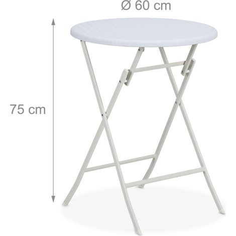 Tavolo da giardino rotondo pieghevole 75 x 60 cm per 4 persone giardino balcone in plastica nera 130015764