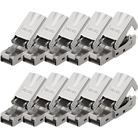Connecteur étanche RJ45, 10pcs Connecteur de câble LAN Ethernet CAT6A/6 blindé, Femelle à femelleConnecteur RJ45 Sans Outil, AWG23-26, 500 Mhz 10 GBit/s (1/5)