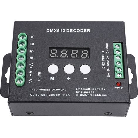 Decoder LED a 4 canali con display digitale, controller DMX512, RGBW a tensione costante per modulo di illuminazione scenica. (1/5)