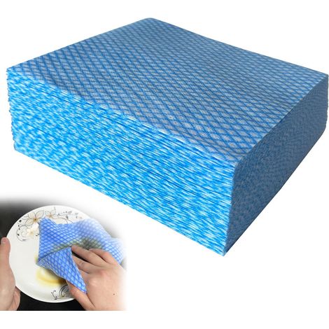 Chiffon Nettoyage Réutilisable - 50 Pièces - 40 cm L x 35 cm l - Fibre Végétale - Pour Cuisine Salle De Bain Miroirs - Bleu (1/5)