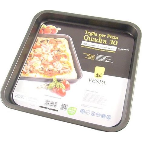 Teglia Antiaderente pizza forno quadra 30 x 30 x 3 cm vespa