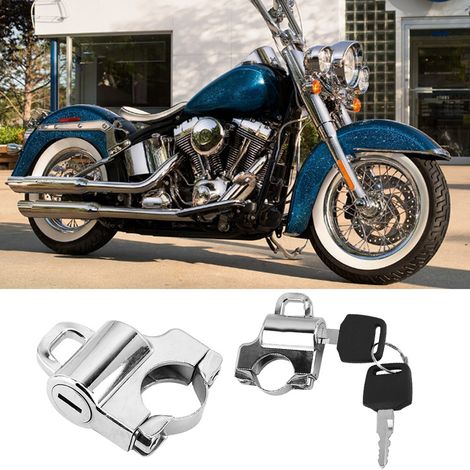 Cadenas antivol moto universel 22mm, serrure casque avec 2 clés, électroplaqué, guidon (1/5)