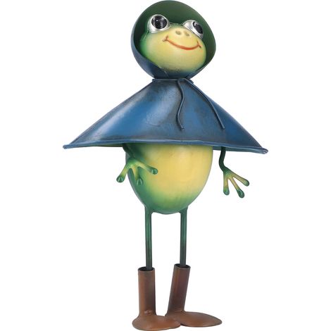 Décoration grenouille, sculpture de grenouille de dessin animé en fer forgé, ornement animalier pour jardin ou bureau. (1/5)