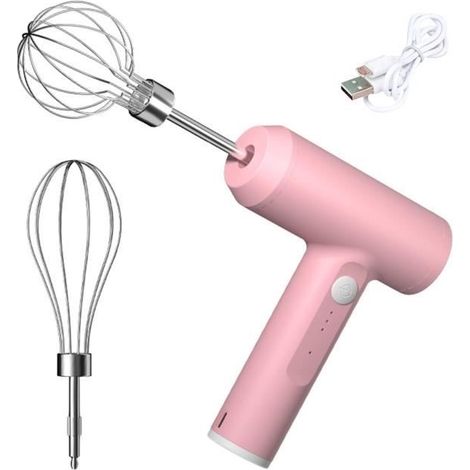 Elektrischer Milchaufschäumer (Pink) mit 3 Geschwindigkeitsstufen – USB-aufladbar – Abnehmbarer Kopf – Pink (1/4)