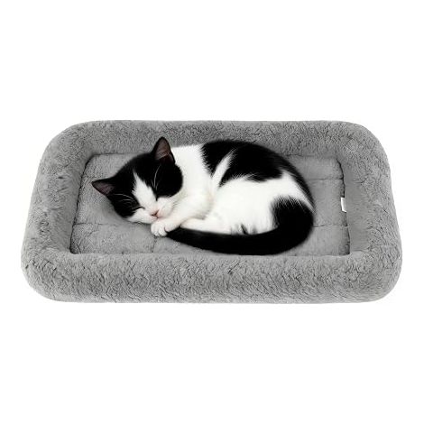 Cat Bed - Non Slip Bottom - Cushion for Cat/Rabbit (Grey) 38cm x 26cm (1/5)