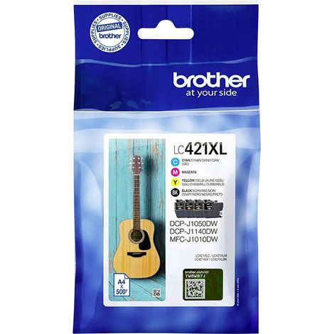 Brother Pack 4 cartouches LC421XL - 1 noir + 3 couleurs pour imprimante jet d'encre