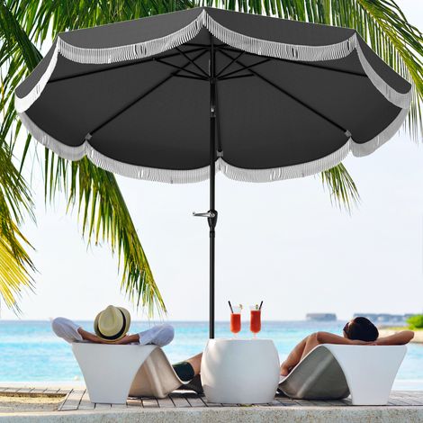 Ombrellone Ø269 cm, ombrellone con protezione UV, ombrellone ottagonale per balcone, parasole per giardino, grigio scuro