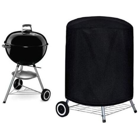 Housse Barbecue(77 x 58 cm), Rond Housse Bâche de Protection BBQ Couverture Anti-poussière Anti-UV Anti-Pluie pour Grill à Gaz Électrique Jardin Patio Weber avec Sac de Rangement(Noir) (1/5)
