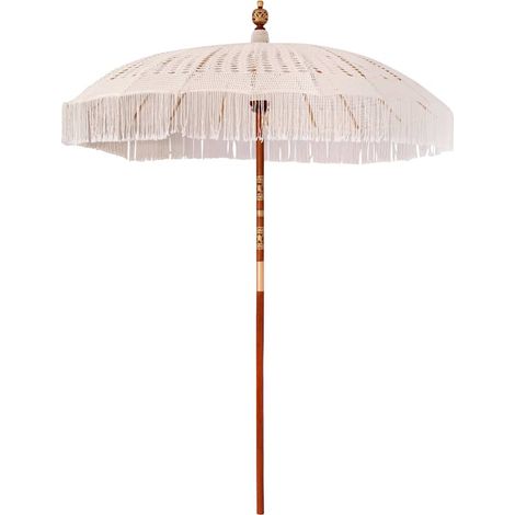 Parasol de jardin,Parasol Crème (185-195) x 250 cm Coton et bois massif CFW16995 (1/5)