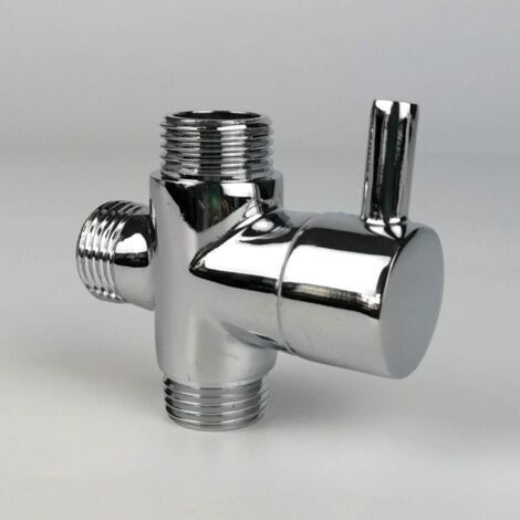 Umstellventil, G1/2-T-Adapter aus Messing, verchromtes Duscharmaturen-Zubehör, 3-Wege-Wasserumsteller, Füllventil (1/5)