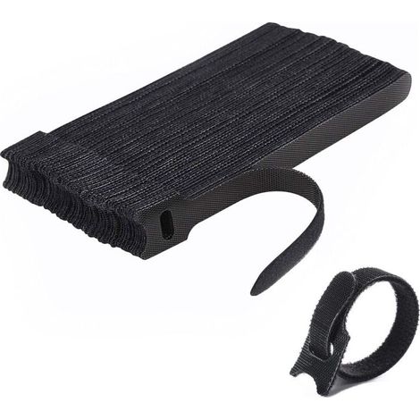 Attache Cable[50 Pcs], Sangles Sangles Cable, Réutilisables Serre Cable, Organisateur Rangement Cable, pour Attacher Les Cables, Gaines, Fils PC, Fils électriques etc(Noir) (1/5)