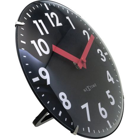 Horloge Silencieuse à Poser ou Murale en Verre Bombé et Plastique Design Moderne Ø 20 cm - PANGIVO