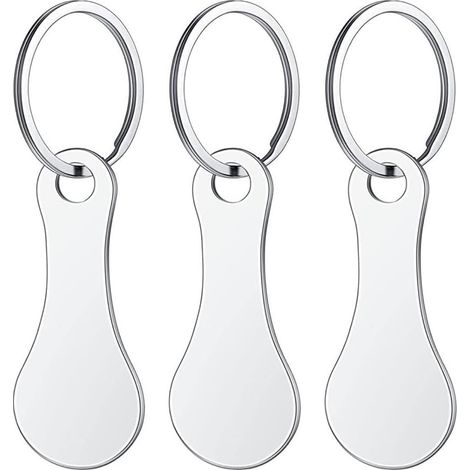 Set of 3 Shopping Trolley Token - Stainless Steel Shopping Trolley Extractor Keys Universal Shopping Trolley Key Chain for Shopping Trolley Gadgets (1/5)