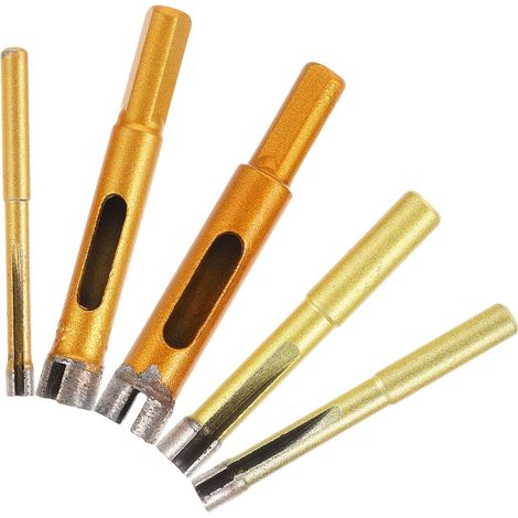 5 Pièces Lot de Forets à Pointe Diamantée pour Marbre et Céramique, Résistants à L'usure Meilleure Stabilité, Diamètre Intérieur/extérieur 6mm/11mm pour Bricolage Professionnel (1/5)