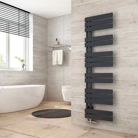 Heilmetz Handtuchheizkörper Warmwasser Badheizkörper Anthrazit 140 x 40 cm 570W Flach Design Seitenanschluss (1/5)