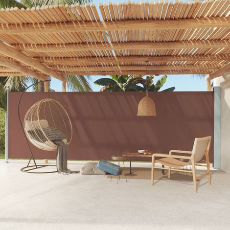 Auvent latéral rétractable de patio Paravent extérieur Brise Vue Rétractable pour Jardin, Balcon, terrasse 180x600 cm Marron NDTN9824858 (1/5)