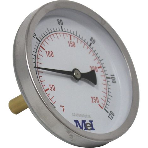 Thermomètre axial Ø100 - 0 à 120° - Longueur doigt de gant 50 mm - pour chauffage et réfrigération - Arcanaute (1/3)