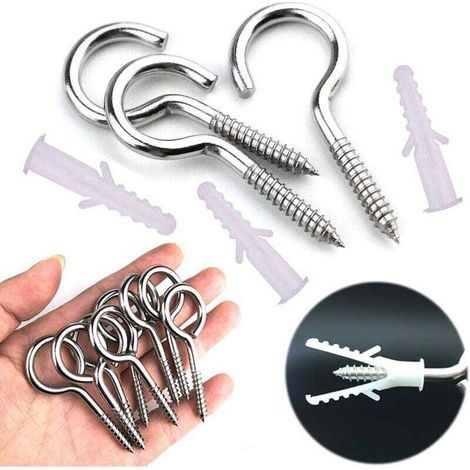 10 Pièces Piton à Visser,Vis à Oeil Crochet à Visser Inox,avec 10 PCS Chevilles Kit,5 65mm,Pour les Lustres, L'artisanat (1/5)