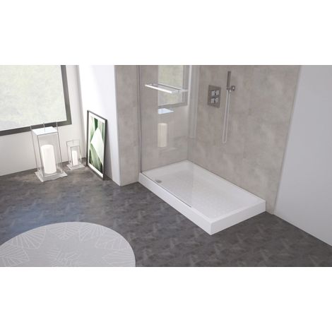 ONDEE - Plato de ducha CERA - relieves antideslizantes - Gres - Blanco - 100x80x10cm (1/4)