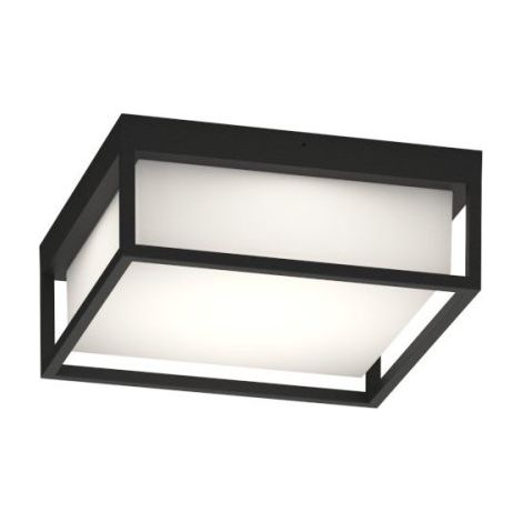 Plafoniera moderna top light osaka q gx53 led ip54 alluminio policarbonato, finitura metallo nero