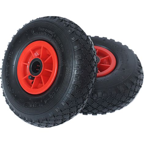 Set 2 Ruote Pneumatiche per Carrello 26 cm Gomma 3.00-4 Ricambio ruote carretto