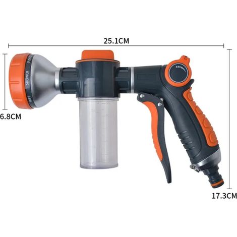 (P01) Nouveau pistolet à eau à mousse, buse de tuyau, outils de nettoyage pour le lavage de voiture, l'arrosage du jardin et de la pelouse, pistolet pulvérisateur, fournitures de jardin (1/5)