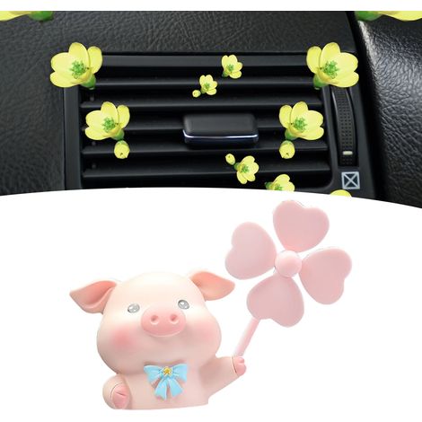 Clips aromathérapie pour bouche d'aération voiture, ornement mignon en forme de cochon, décoration de tableau de bord, accessoire de climatisation, diffusion parfum auto, 1 pièce. (1/5)