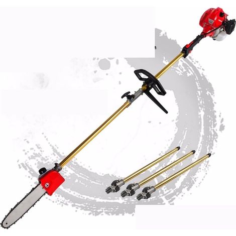 52cc Longue portée pôle tronçonneuse télescopique pôle Essence scie à chaîne débroussailleuse Arbre sécateur avec 3 Extensions Poteau Outils de Jardin (1/5)