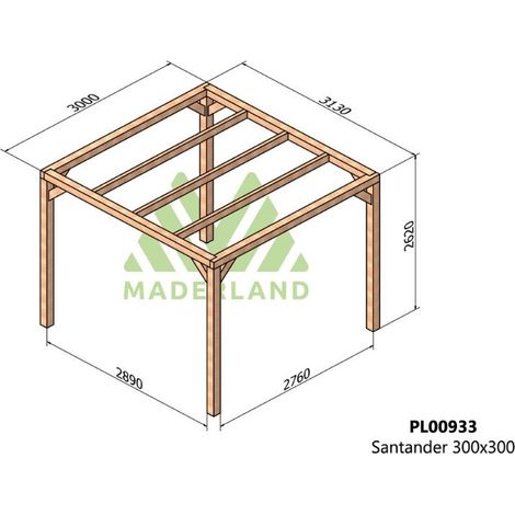 Pérgola de Madera Laminada Santander (Maderland) - Gardeneas - 300 x 300 cm (1/3)