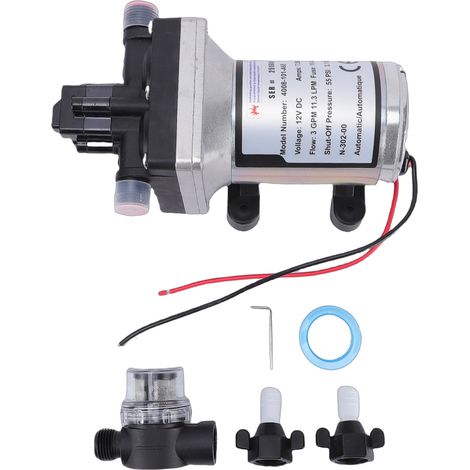 Pompe à eau 12V Générique 4008-101-A65 3 GPM silencieuse pour camping-car et bateau, construction durable en métal (1/4)