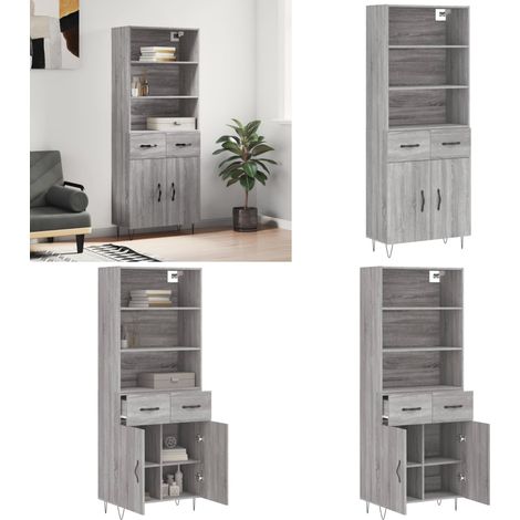Highboard Grau Sonoma 69,5x34x180 cm Holzwerkstoff - Holzwerkstoff - Schrank (1/5)