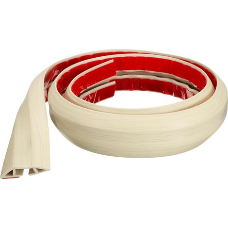 Cache-Cordon de Sol de 4 Pieds W0.55 x H0.28 Canal Intérieur en PVC pour Cacher Les Câbles d'Extension, Protège-Câbles pour Gestion des Câbles, Couleur Bois Beige (1/5)