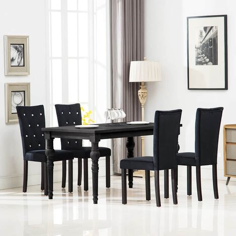 vidaXL Sillas de comedor 4 unidades terciopelo negro (1/4)
