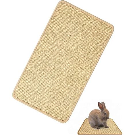 Mat for Rabbit (20 x 40 cm) – Sisal Natural. digging mat, floor protection, rodent cage accessory. (1/5)