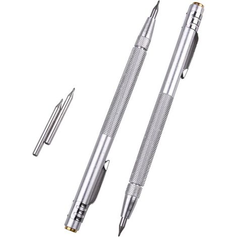 2er-Pack Wolframkarbid-Marker, Aluminium-Gravierstift mit Clip und Magnet (1/4)