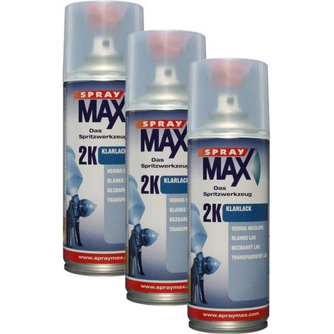 Lot de 3 bombes de vernis de finition - Automobile - Brillant - 2K Spray max - 400ml