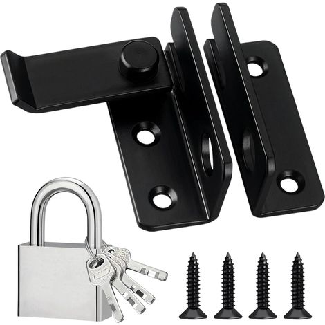 Verrou Porte Extérieur en Acier Inoxydable, Noir Mat, Petit Format (1/5)